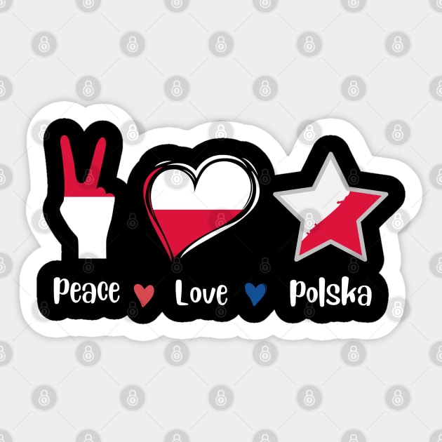 peace love polska, poland, red and white Sticker by twitaadesign